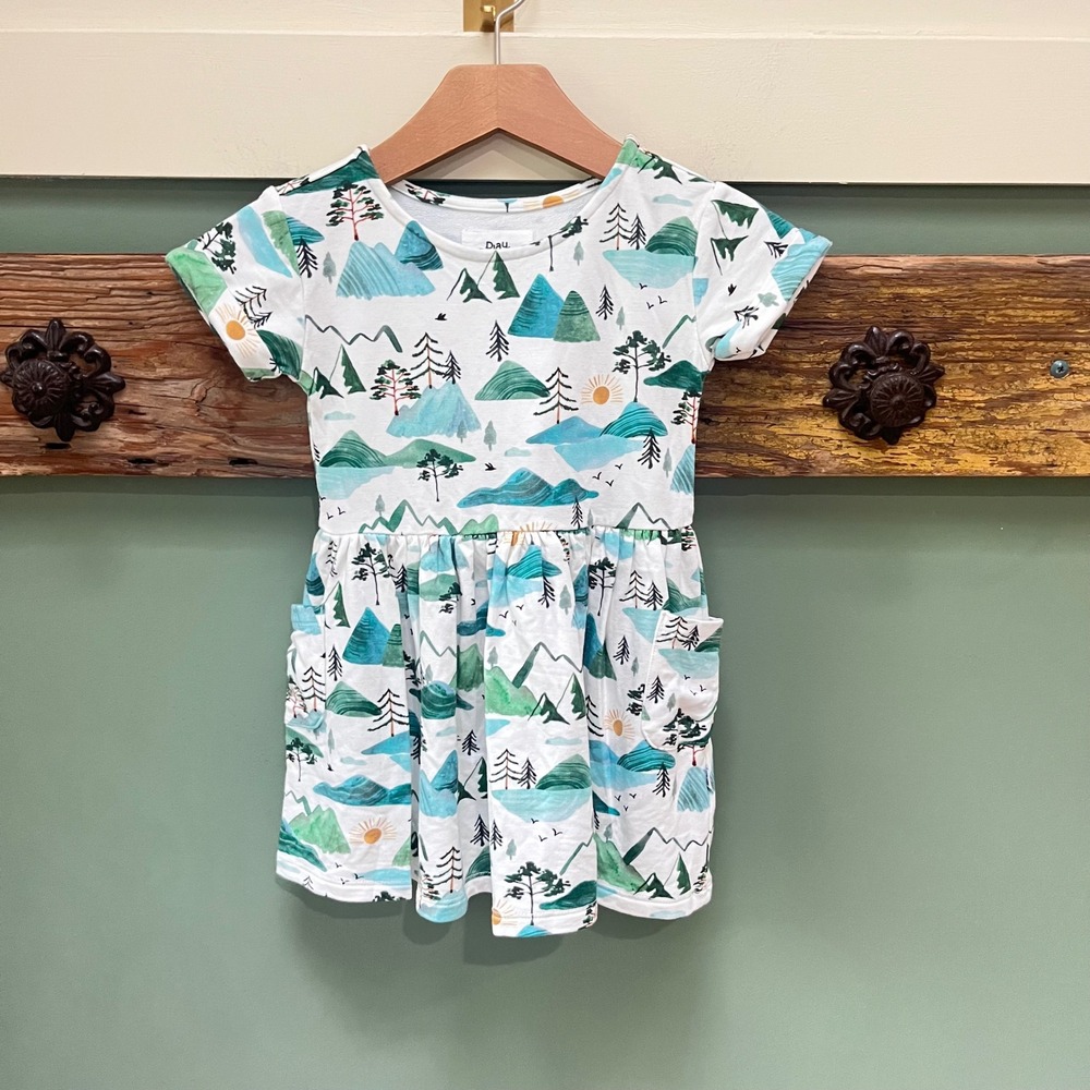 Little Sleepies Play Mountain Landscape Soluxe Terry Pocket Dress 12-18 Months